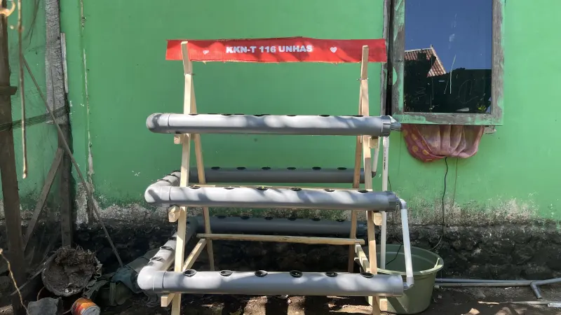 Mentaktisi Keterbatasan Lahan, KKN Unhas Perkenalkan Hidroponik Modern untuk Ketahanan Pangan Desa Barombong