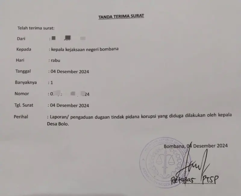 Kepala Desa Balo Dilaporkan ke Kejaksaan Terkait Dugaan Korupsi Dana Desa